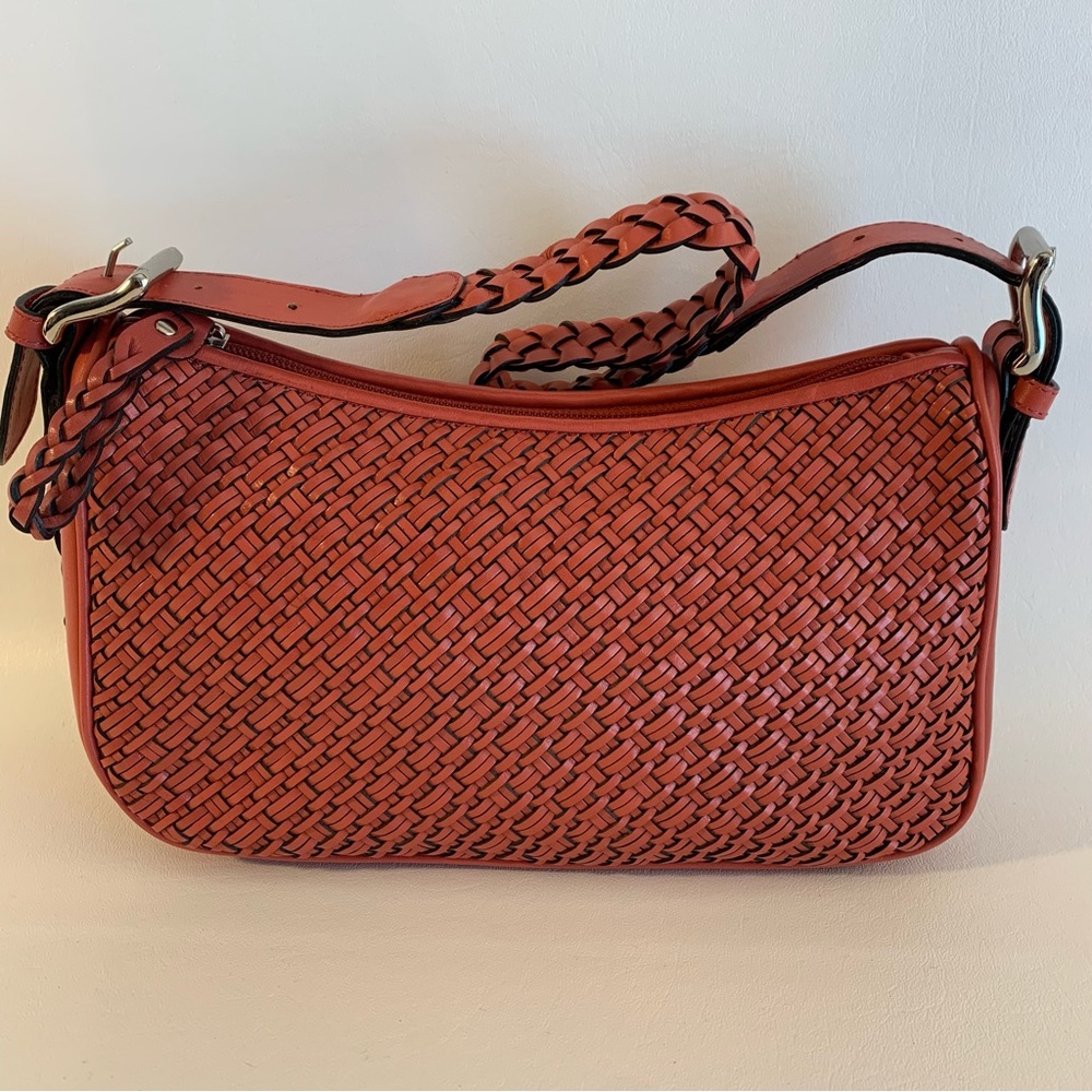 Talbots Red Woven Leather Handbag - Picture 2 of 8